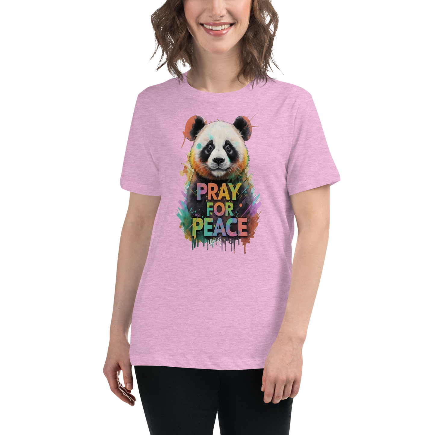 Women's Relaxed T-Shirt - Pray for Peace Panda