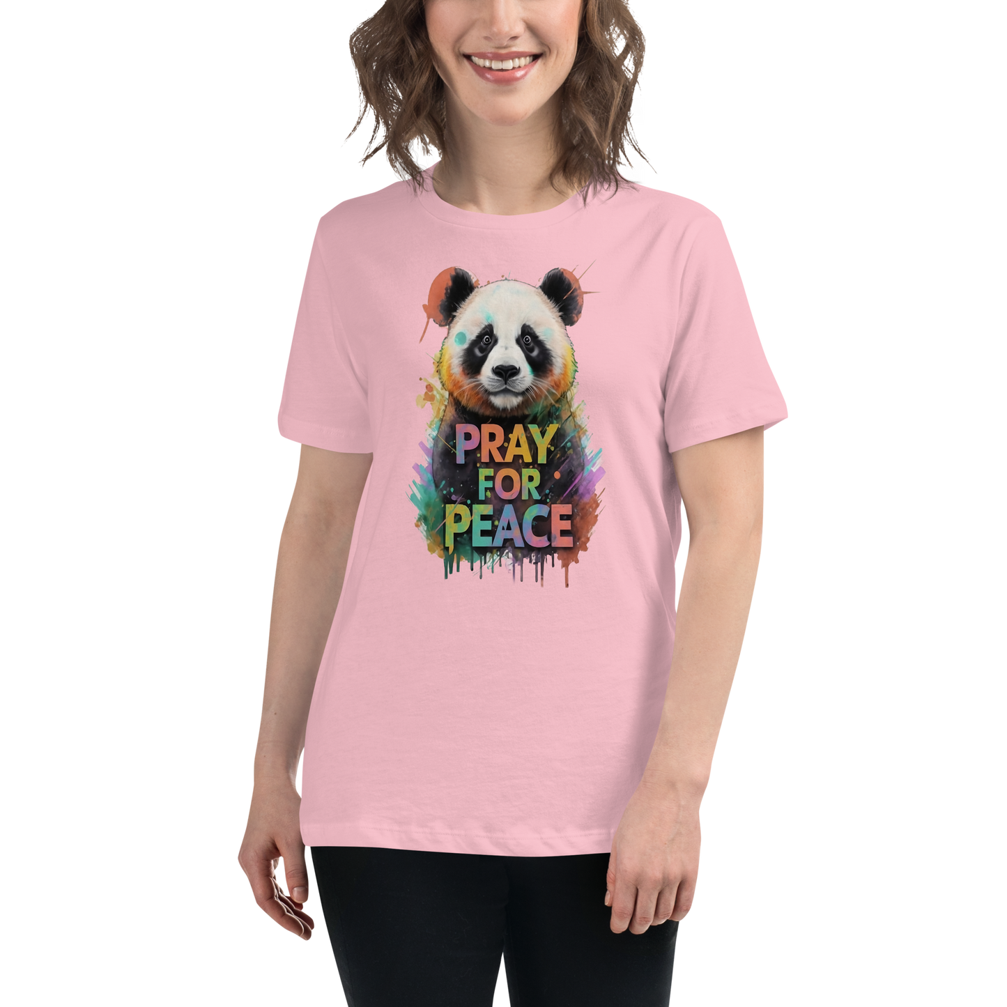 Women's Relaxed T-Shirt - Pray for Peace Panda