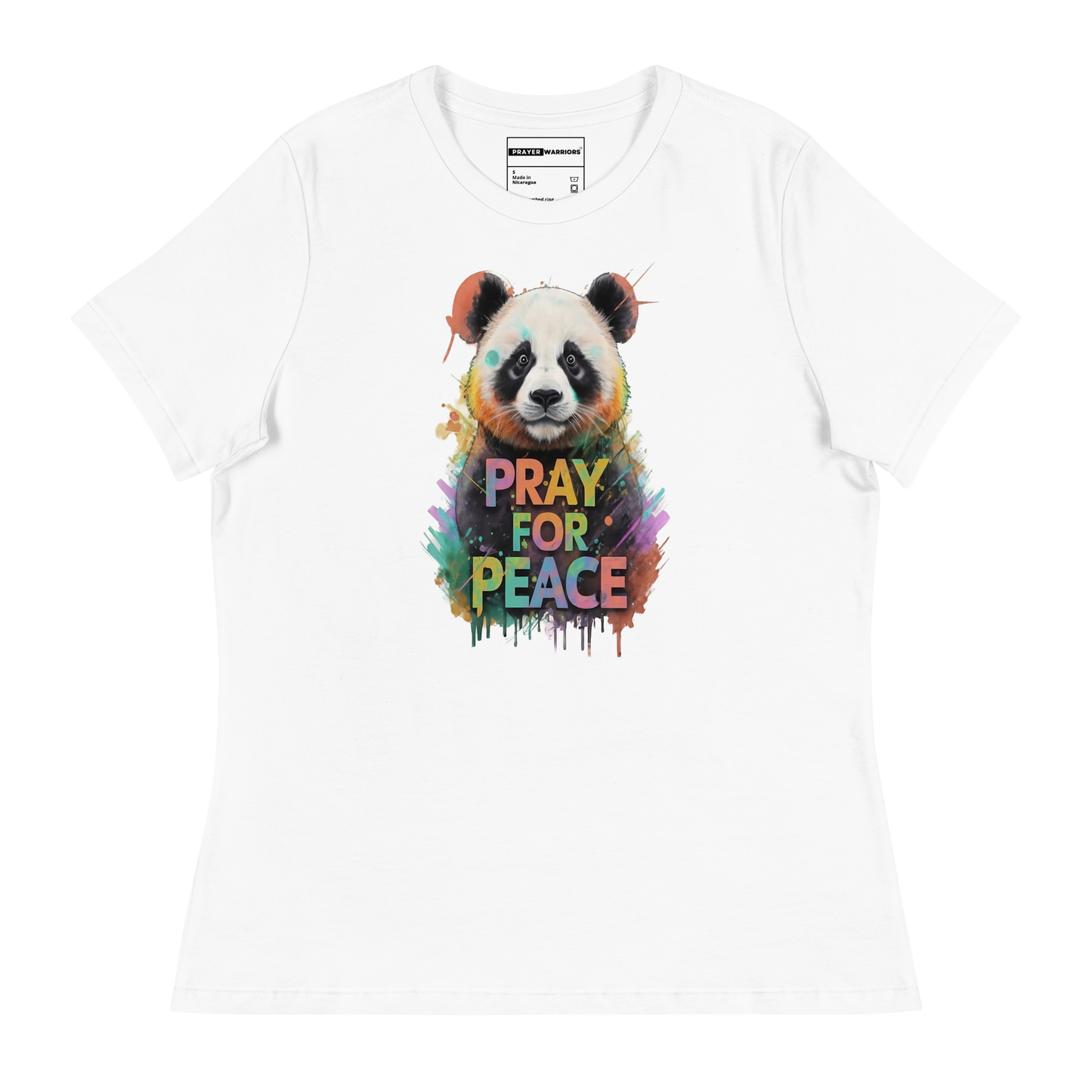 Women's Relaxed T-Shirt - Pray for Peace Panda