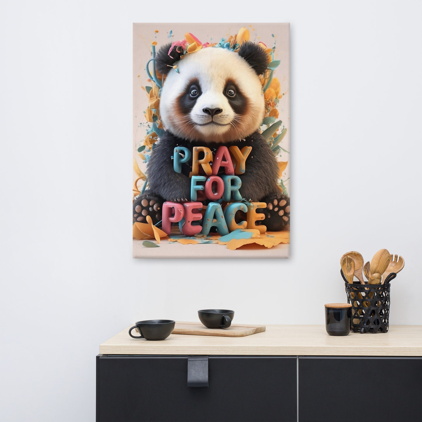 Canvas Art - Pray For Peace Panda