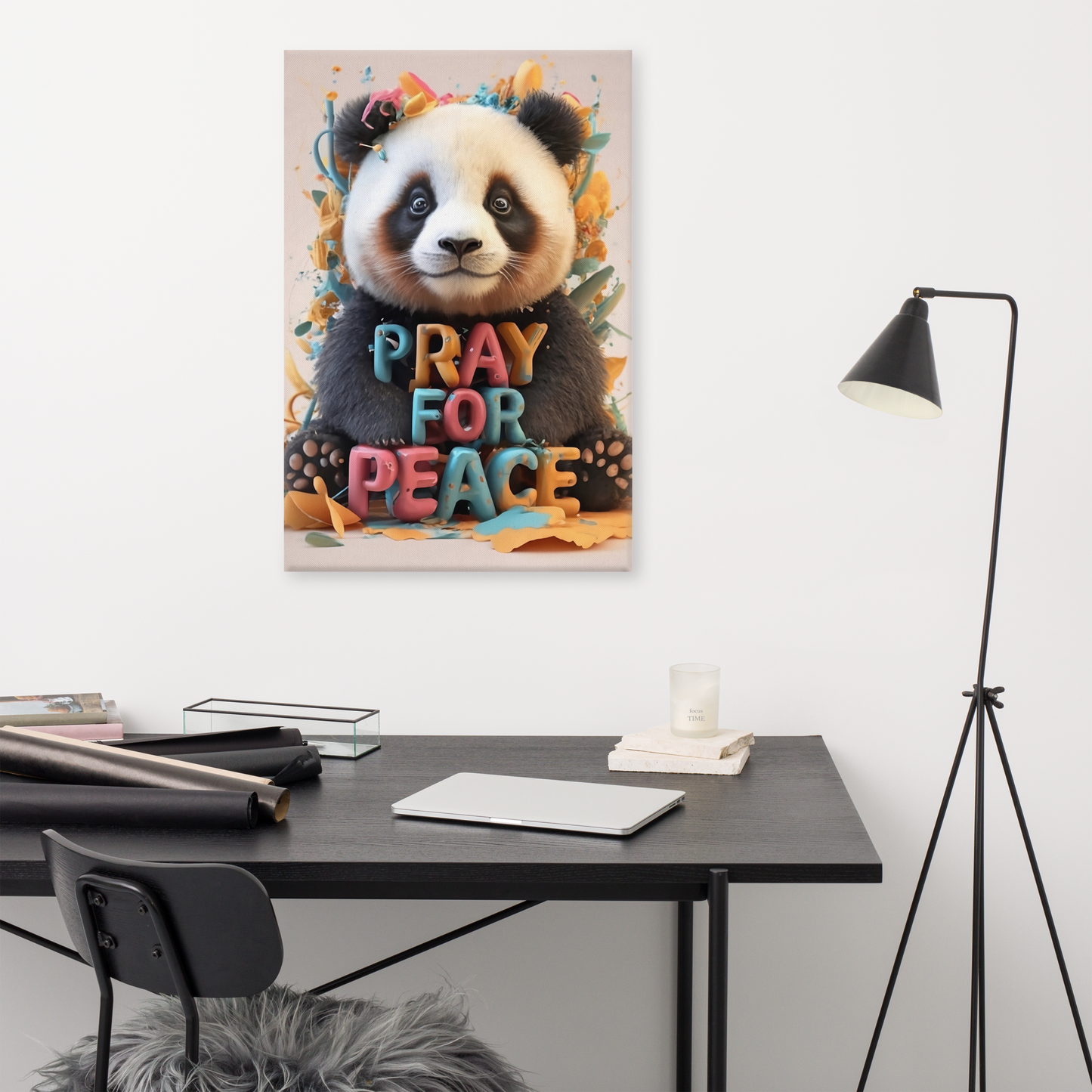 Canvas Art - Pray For Peace Panda