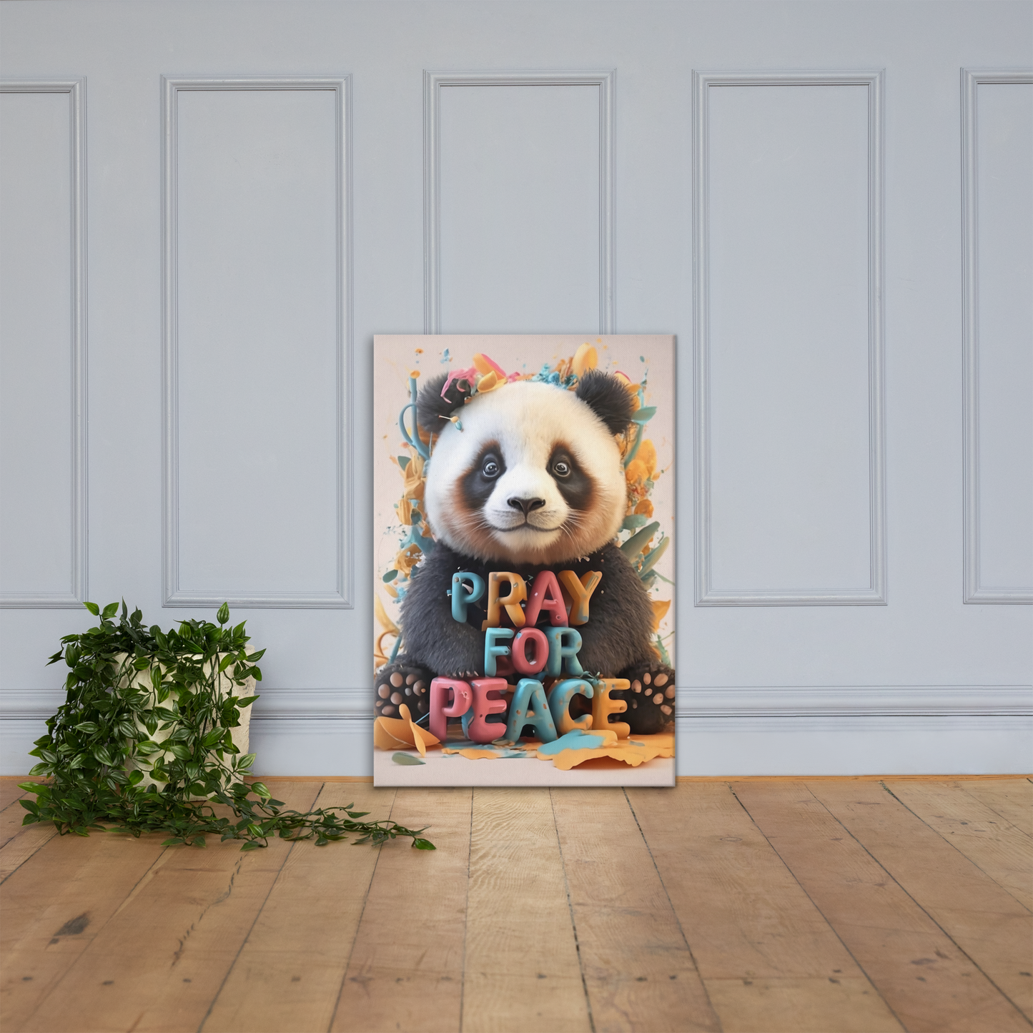 Canvas Art - Pray For Peace Panda