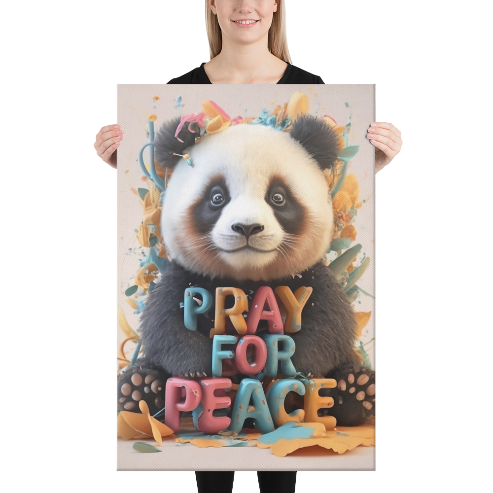 Canvas Art - Pray For Peace Panda