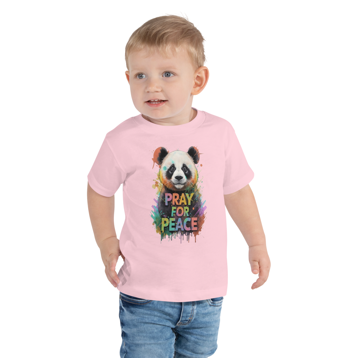 Toddler Short Sleeve Tee - Pray For Peace Panda