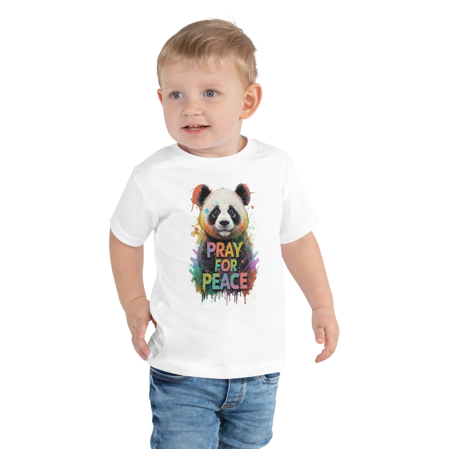 Toddler Short Sleeve Tee - Pray For Peace Panda