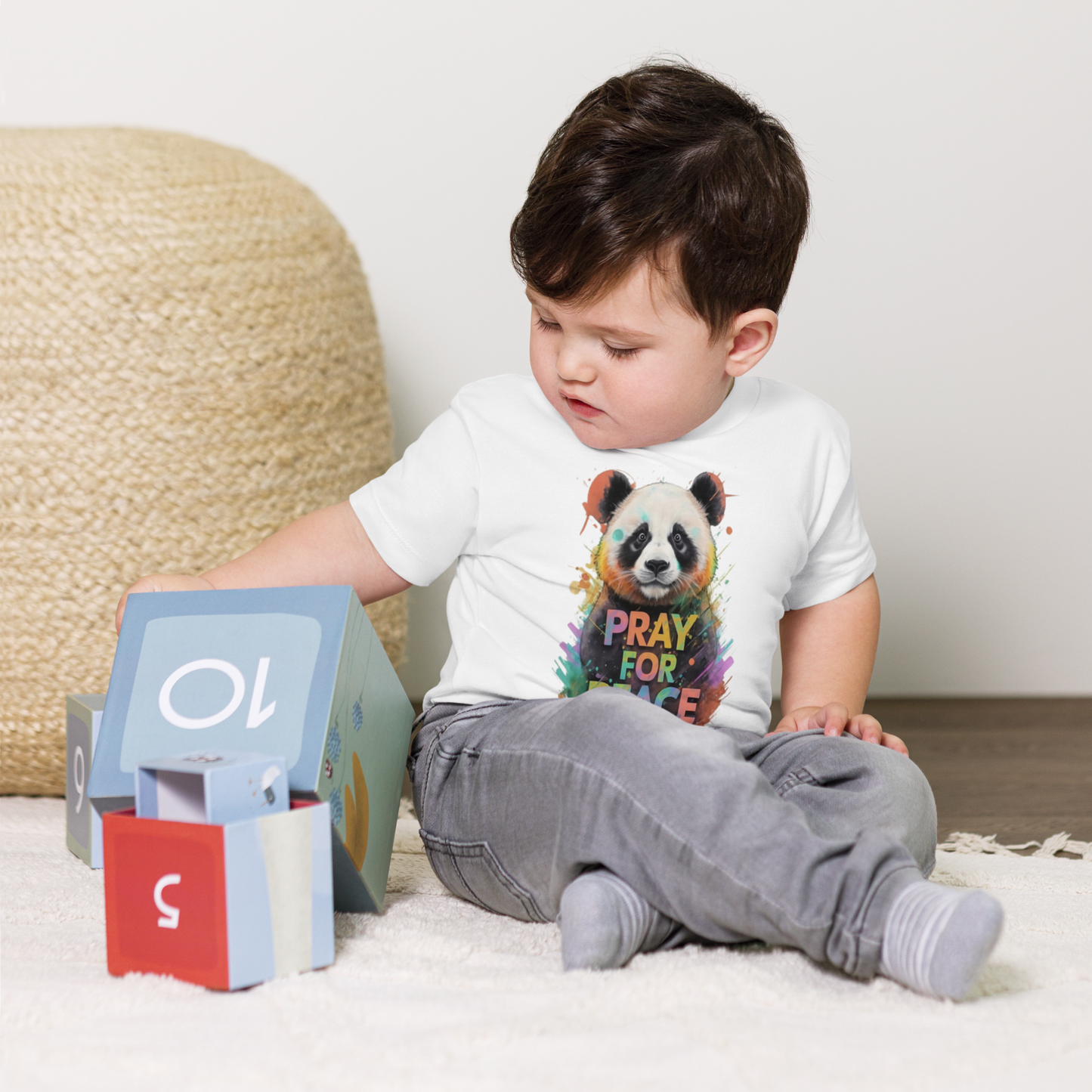 Toddler Short Sleeve Tee - Pray For Peace Panda