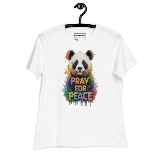 Women's Relaxed T-Shirt - Pray for Peace Panda